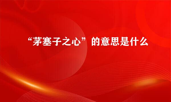 “茅塞子之心”的意思是什么