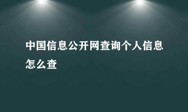 中国信息公开网查询个人信息怎么查