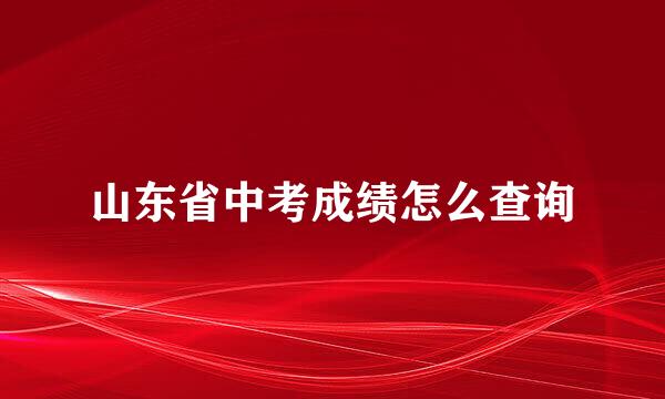 山东省中考成绩怎么查询