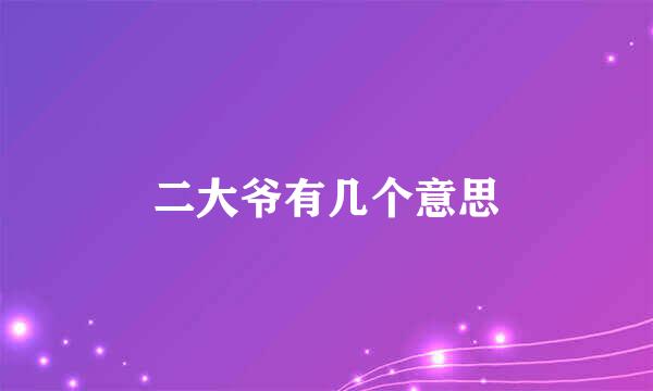 二大爷有几个意思