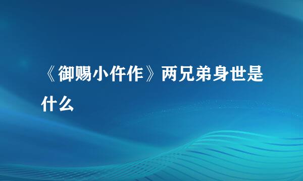 《御赐小仵作》两兄弟身世是什么