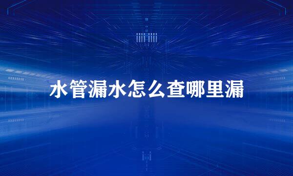 水管漏水怎么查哪里漏