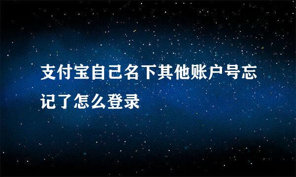 支付宝自己名下其他账户号忘记了怎么登录