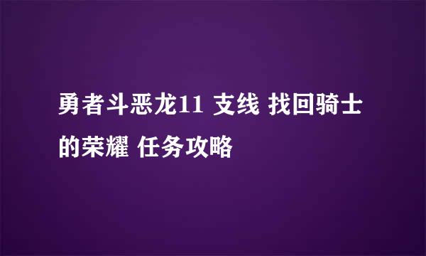 勇者斗恶龙11 支线 找回骑士的荣耀 任务攻略