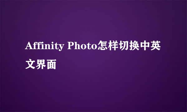 Affinity Photo怎样切换中英文界面