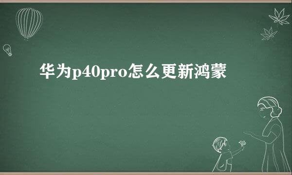 华为p40pro怎么更新鸿蒙