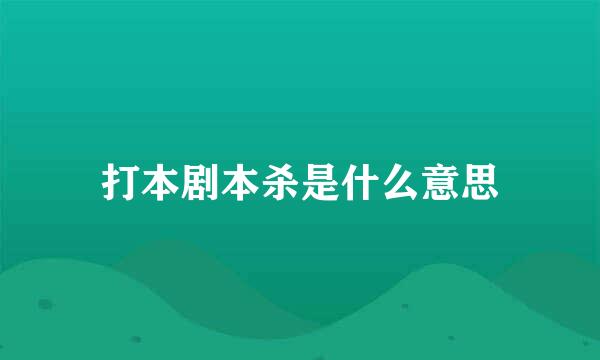 打本剧本杀是什么意思