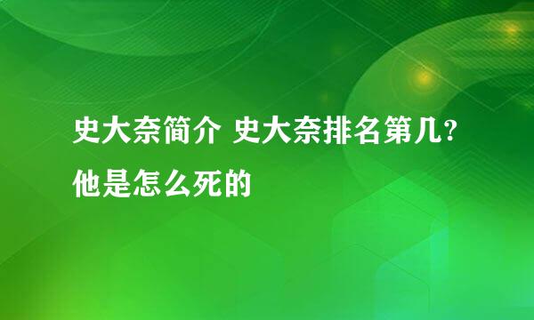 史大奈简介 史大奈排名第几?他是怎么死的