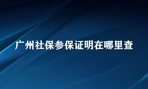 广州社保参保证明在哪里查