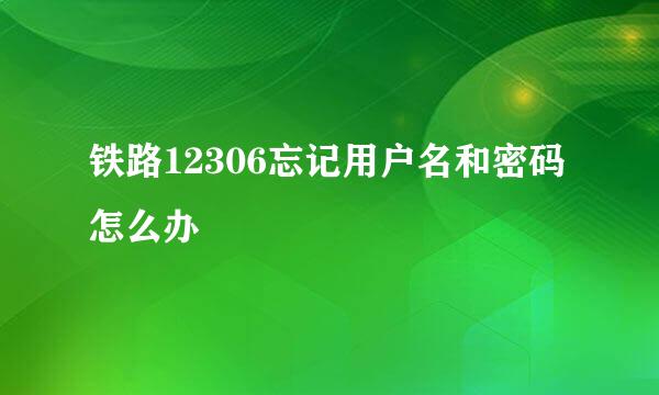 铁路12306忘记用户名和密码怎么办