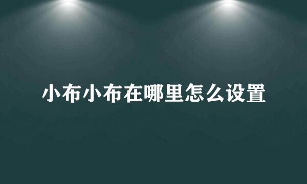 小布小布在哪里怎么设置