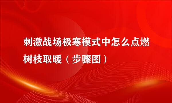 刺激战场极寒模式中怎么点燃树枝取暖（步骤图）