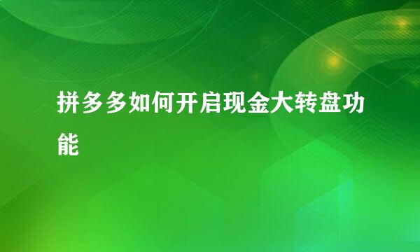 拼多多如何开启现金大转盘功能