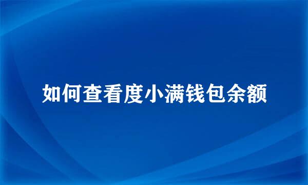 如何查看度小满钱包余额
