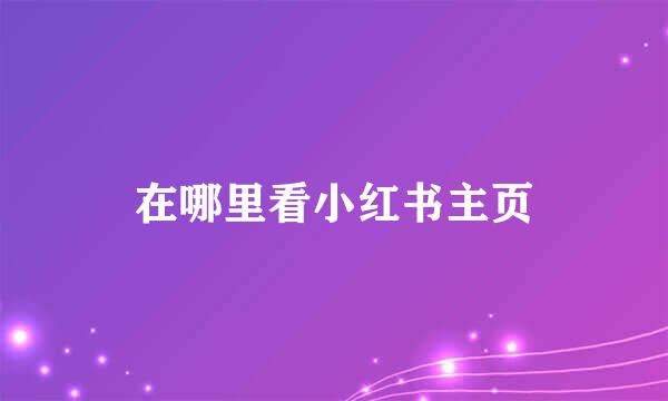 在哪里看小红书主页