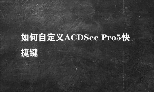 如何自定义ACDSee Pro5快捷键