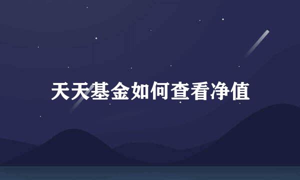 天天基金如何查看净值