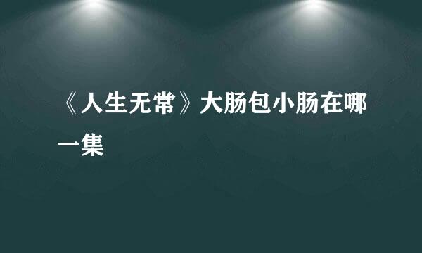 《人生无常》大肠包小肠在哪一集