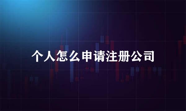 个人怎么申请注册公司