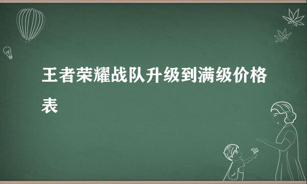 王者荣耀战队升级到满级价格表