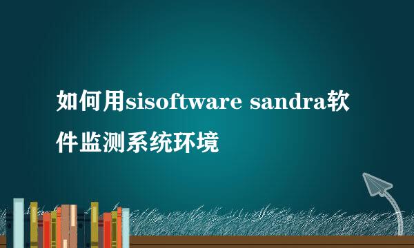 如何用sisoftware sandra软件监测系统环境
