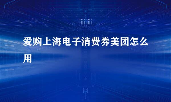 爱购上海电子消费券美团怎么用
