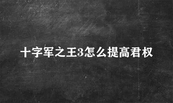 十字军之王3怎么提高君权