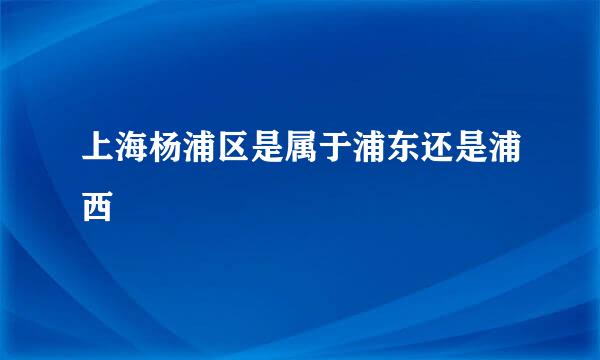 上海杨浦区是属于浦东还是浦西