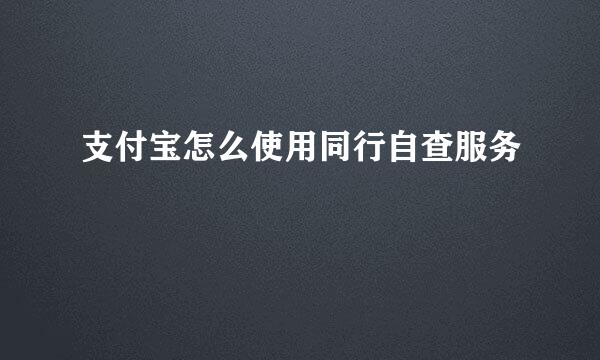 支付宝怎么使用同行自查服务