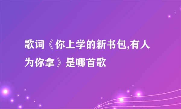 歌词《你上学的新书包,有人为你拿》是哪首歌