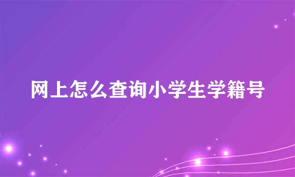 网上怎么查询小学生学籍号
