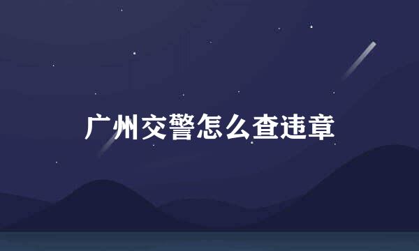 广州交警怎么查违章