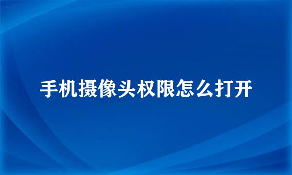 手机摄像头权限怎么打开