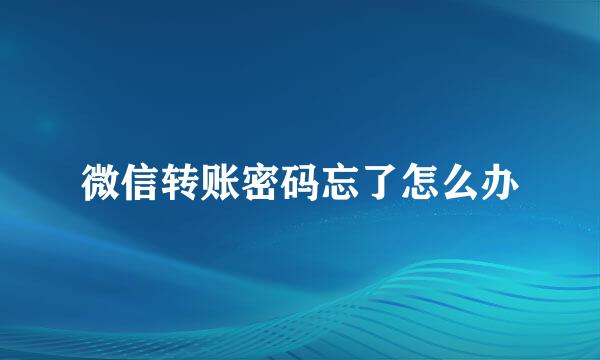 微信转账密码忘了怎么办