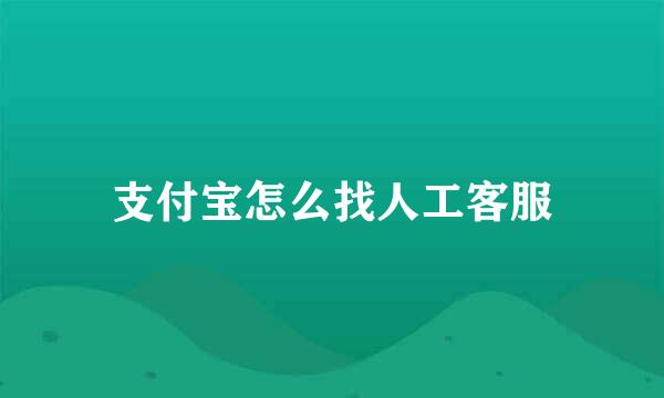 支付宝怎么找人工客服