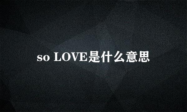 so LOVE是什么意思