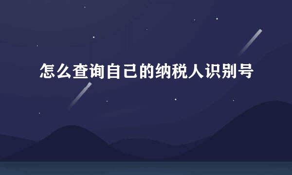 怎么查询自己的纳税人识别号
