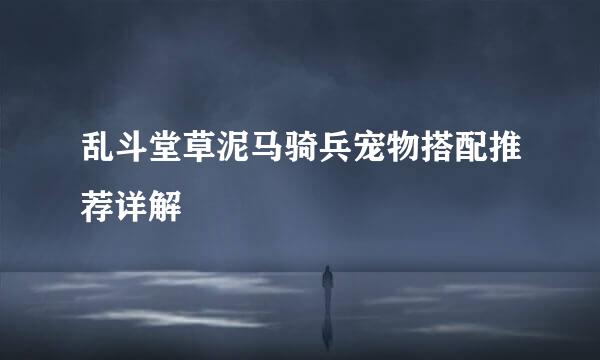 乱斗堂草泥马骑兵宠物搭配推荐详解