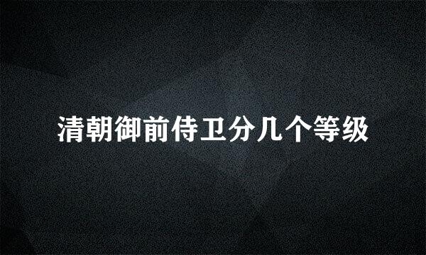 清朝御前侍卫分几个等级
