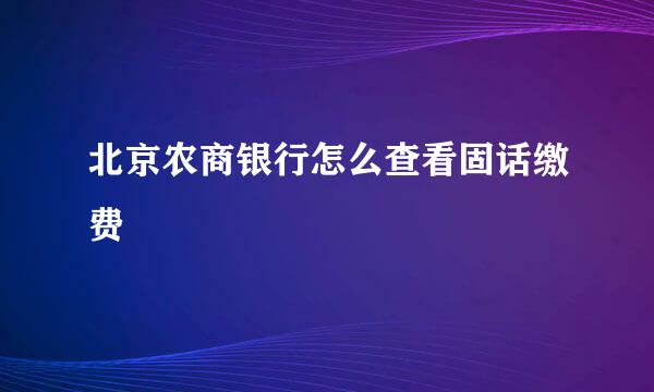北京农商银行怎么查看固话缴费
