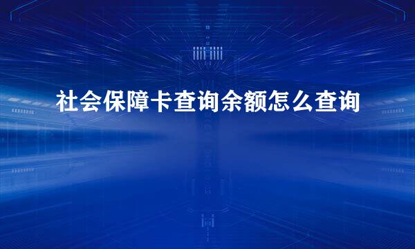 社会保障卡查询余额怎么查询