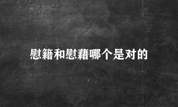 慰籍和慰藉哪个是对的