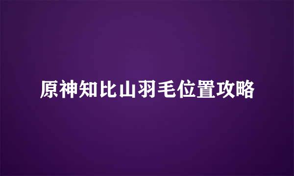 原神知比山羽毛位置攻略
