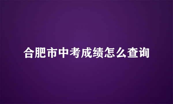 合肥市中考成绩怎么查询