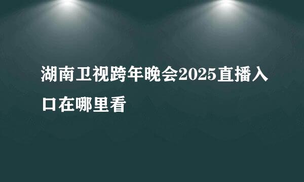 湖南卫视跨年晚会2025直播入口在哪里看