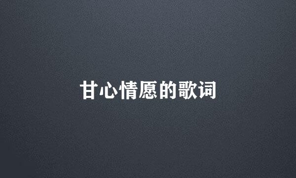 甘心情愿的歌词
