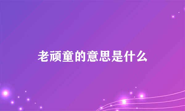 老顽童的意思是什么