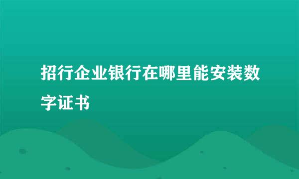 招行企业银行在哪里能安装数字证书