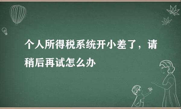 个人所得税系统开小差了，请稍后再试怎么办