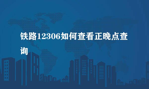 铁路12306如何查看正晚点查询